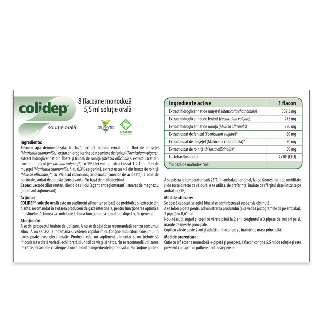 Picaturi orale Colidep Solutie Orala, 8 Flacoane, Dr. Phyto