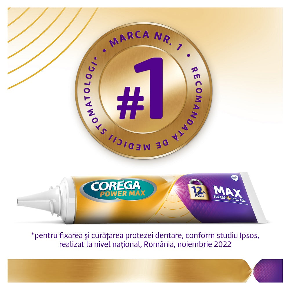 Crema adeziva pentru proteza dentara Corega Power Max Fixare + Sigilare, 70g, Gsk