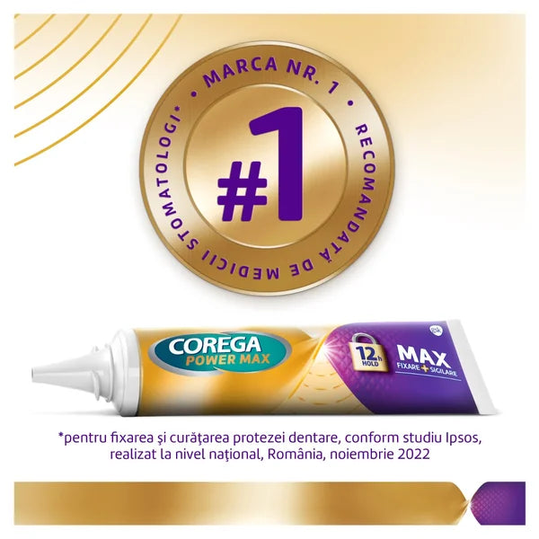Crema adeziva pentru proteza dentara Corega Power Max Fixare + Sigilare, 40g, Haleon