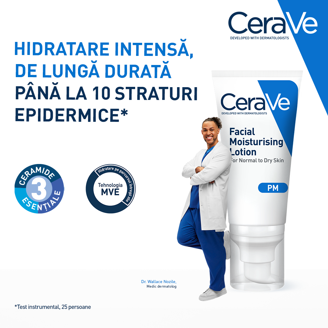 Crema hidratanta de fata pentru ten normal si uscat, 52 ml, CeraVe