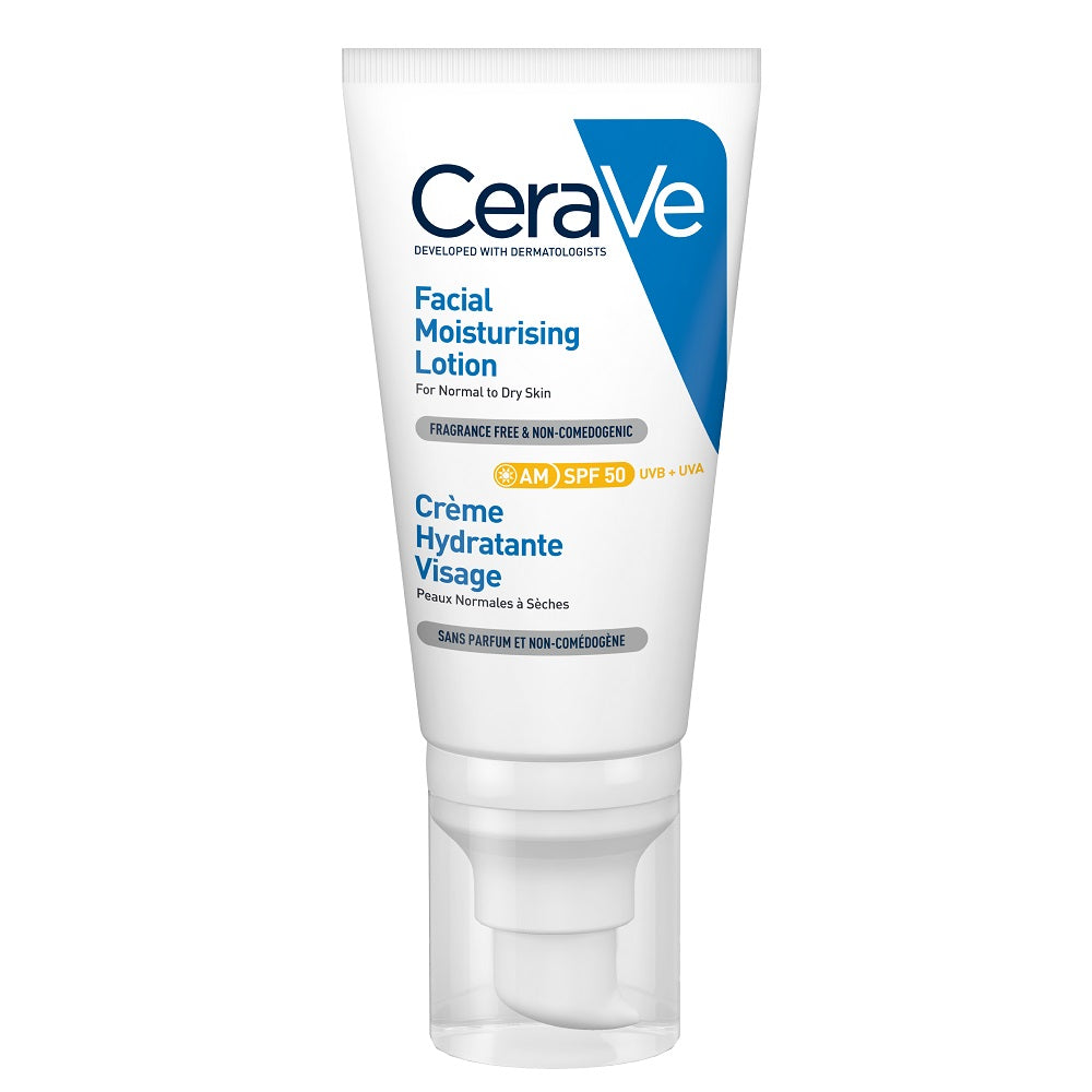 Crema hidratanta pentru ten normal-uscat cu SPF50, 52 ml, CeraVe