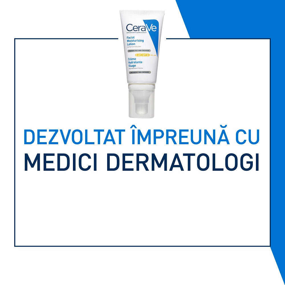 Crema hidratanta pentru ten normal-uscat cu SPF50, 52 ml, CeraVe