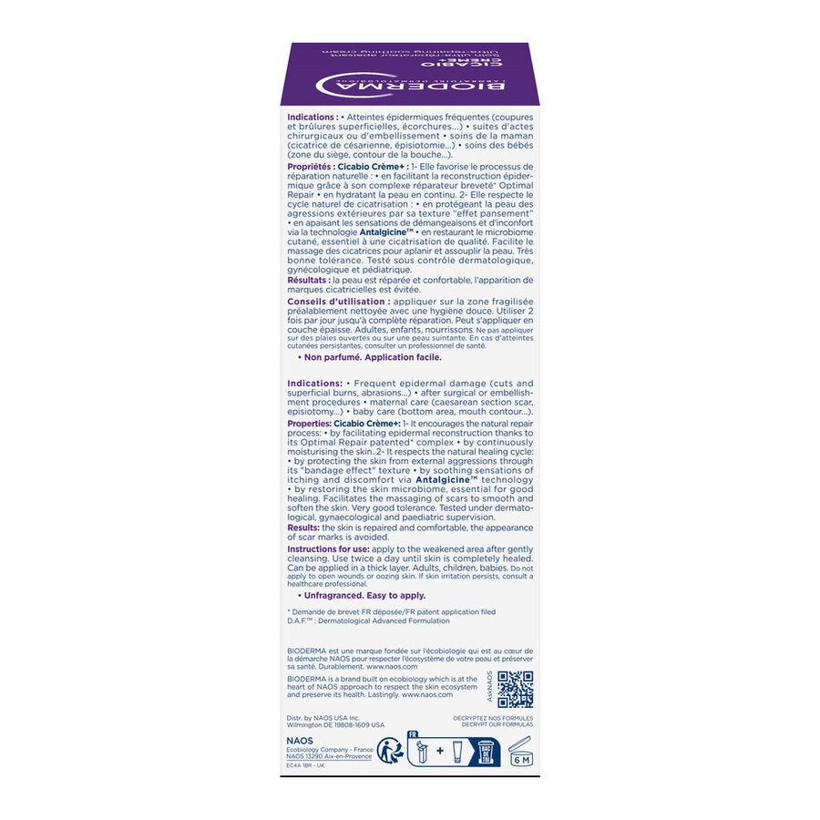 Crema reparatoare pentru leziuni superficiale, arsuri si cicatrici Cicabio Creme+, 100ml, Bioderma
