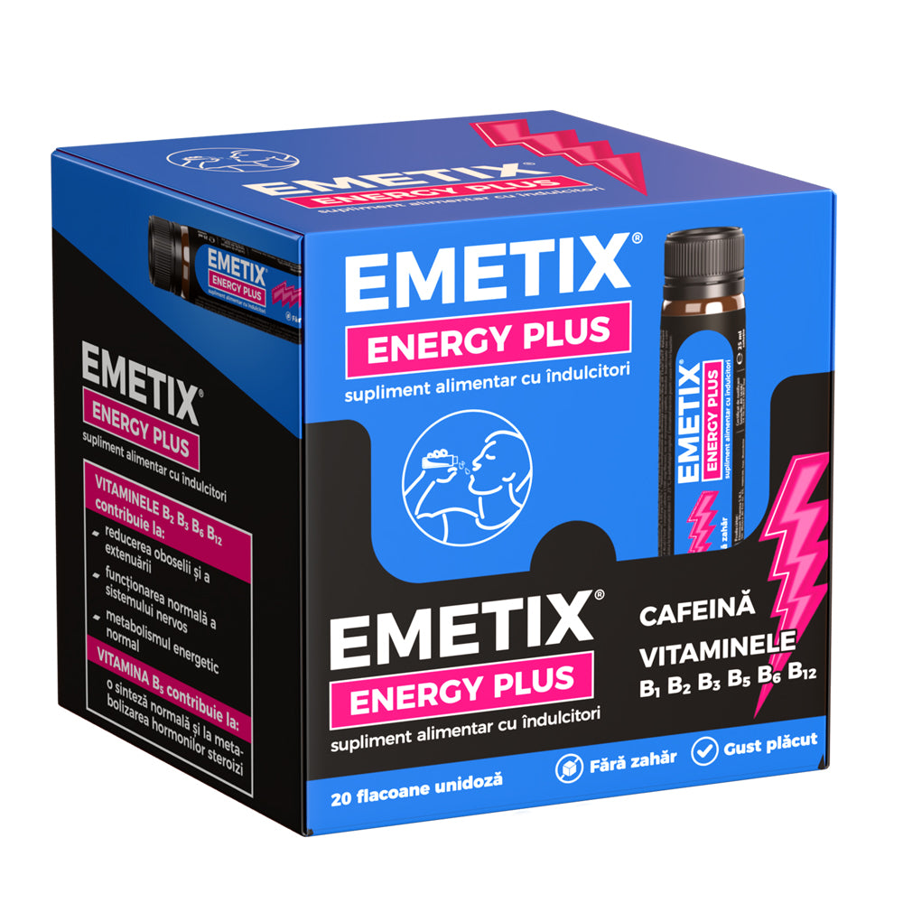 Emetix Energy Plus, 20 flacoane unidoza x 25ml, Fiterman Pharma