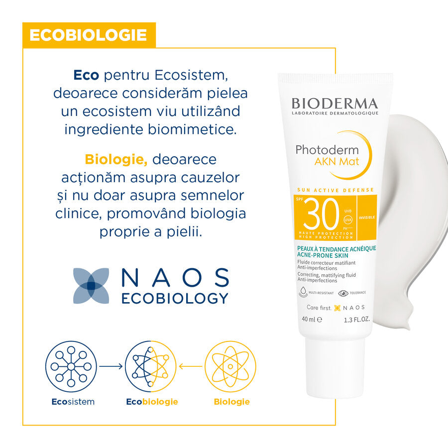 Fluid matifiant și corector Akn Mat SPF30 Photoderm, 40 ml, Bioderma