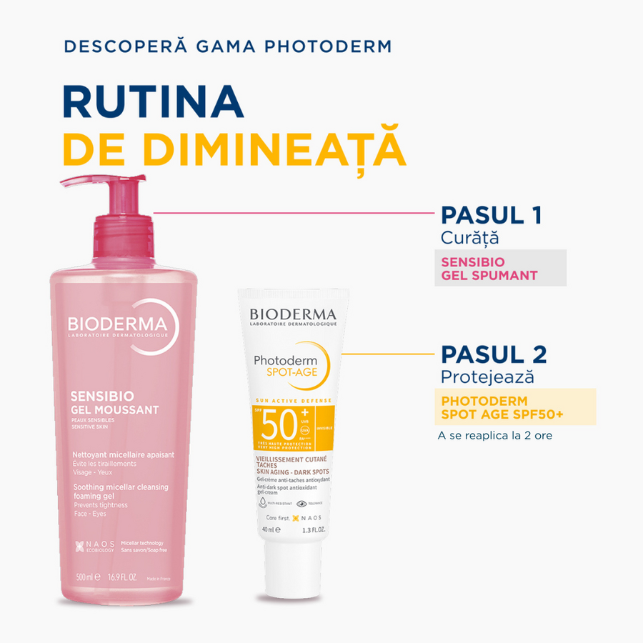 Gel-crema cu efect antioxidant impotriva petelor brune Photoderm Spot-Age, SPF50+, 40ml, Bioderma