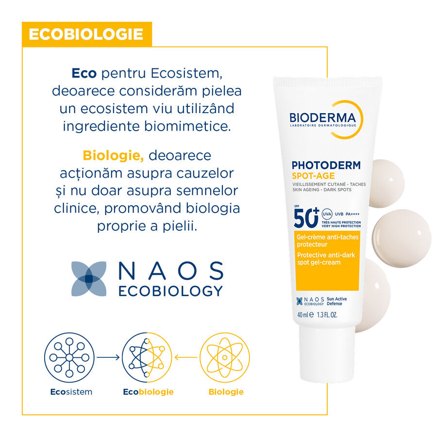 Gel-crema cu efect antioxidant impotriva petelor brune Photoderm Spot-Age, SPF50+, 40ml, Bioderma