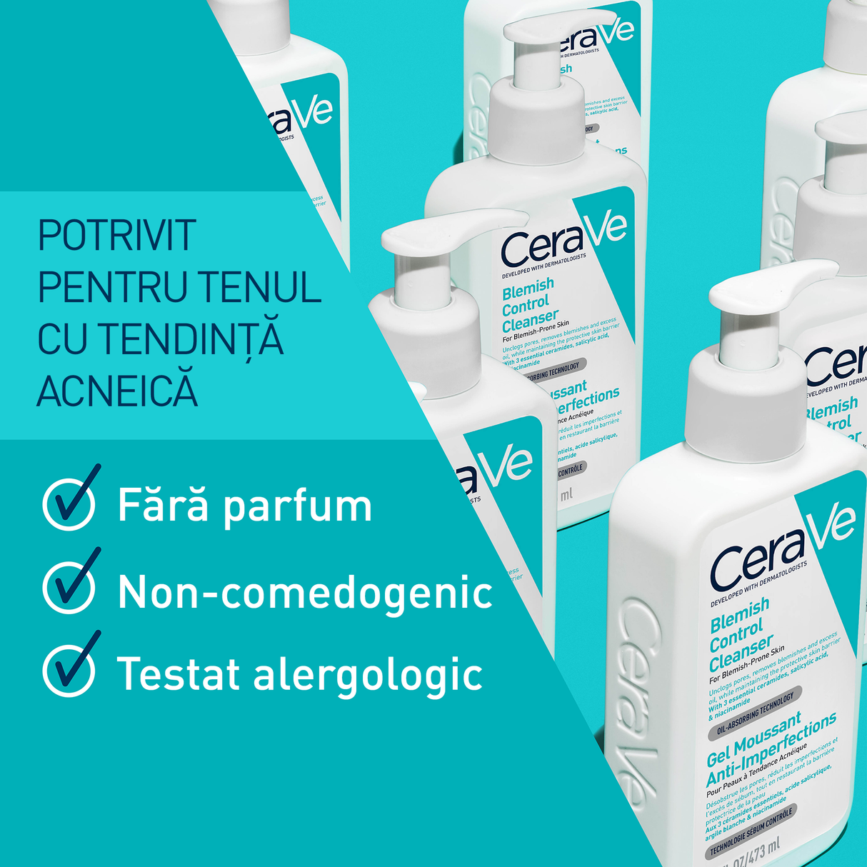 Gel de curatare spumant anti-imperfectiuni Blemish Control Cleanser, 473 ml, Cerave