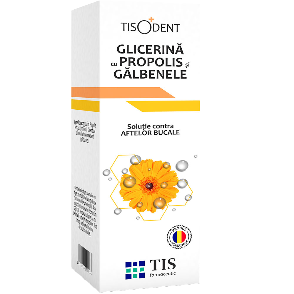 Glicerina cu propolis si galbenele Tisodent, 25 ml, Tis Farmaceutic