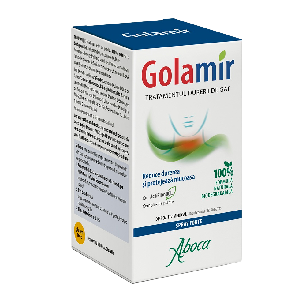 Spray pentru adulti cu alcool Golamir 2Act, 30 ml, Aboca