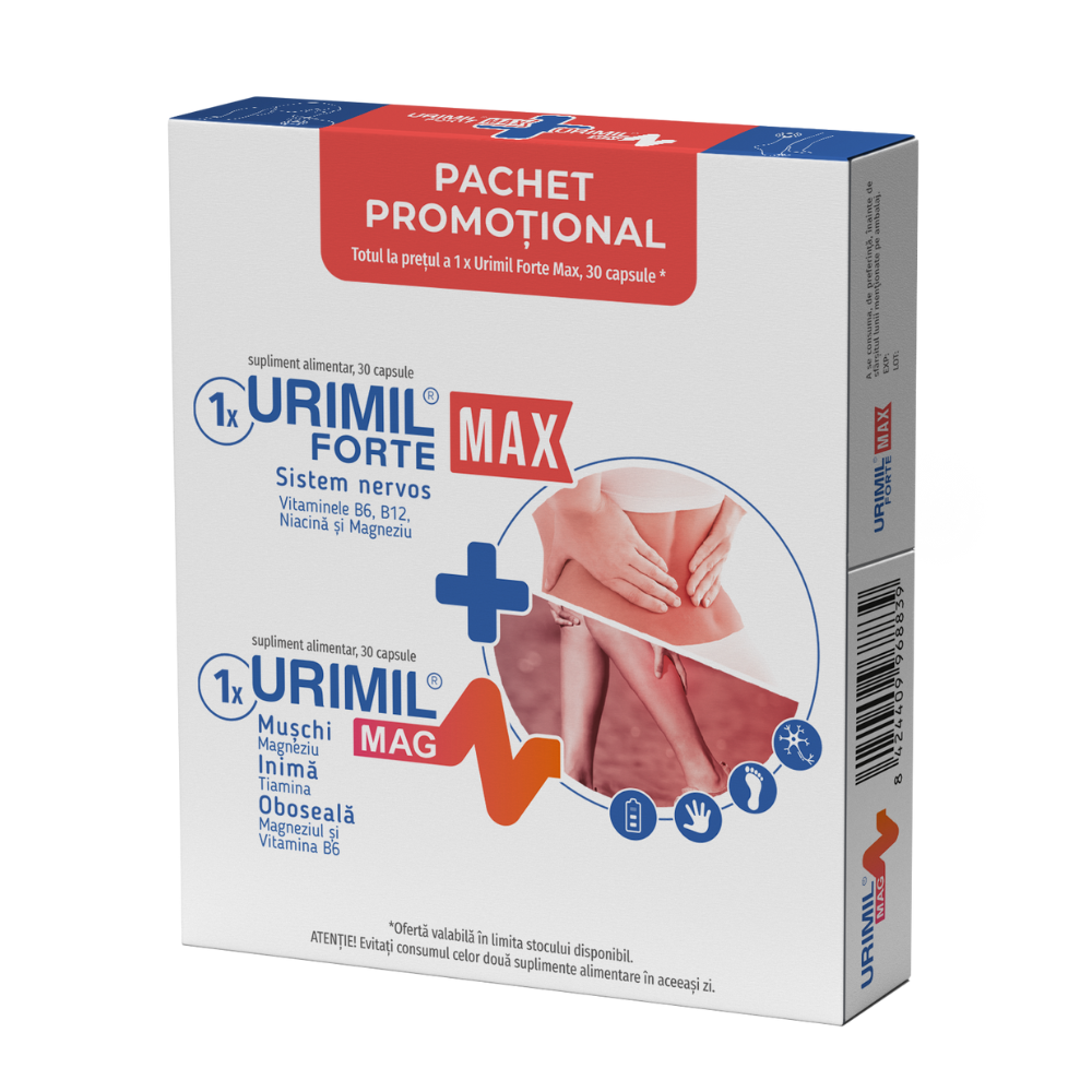 Urimil Forte Max, 30capsule + Urimil Mag, 30 capsule, Naturpharma