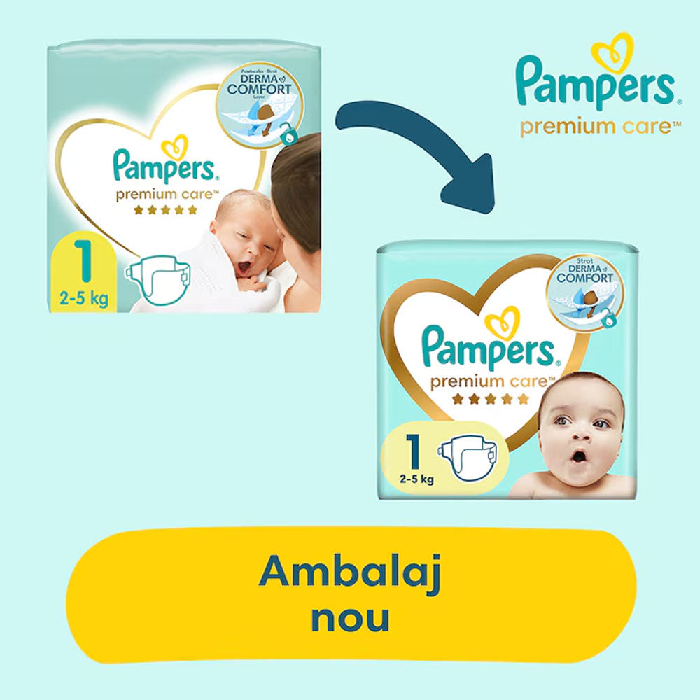 Scutece pentru bebelusi Premium Care, Marimea 2, 4-8kg, 23 Bucati, Pampers