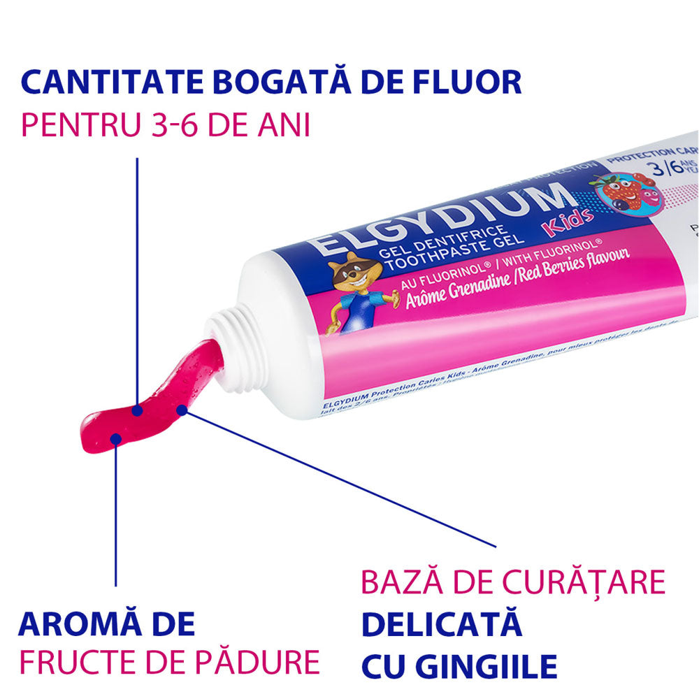 Pasta de dinti Elgydium cu Aroma de Fructe de Padure, 50ml, Elgydium