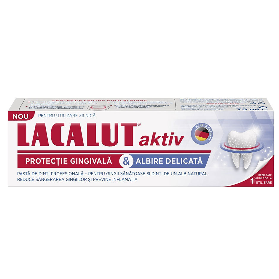 Pasta de dinti Lacalut Aktiv Protectie Gingivala si Albire Delicata, 75 ml, Theiss Naturwaren