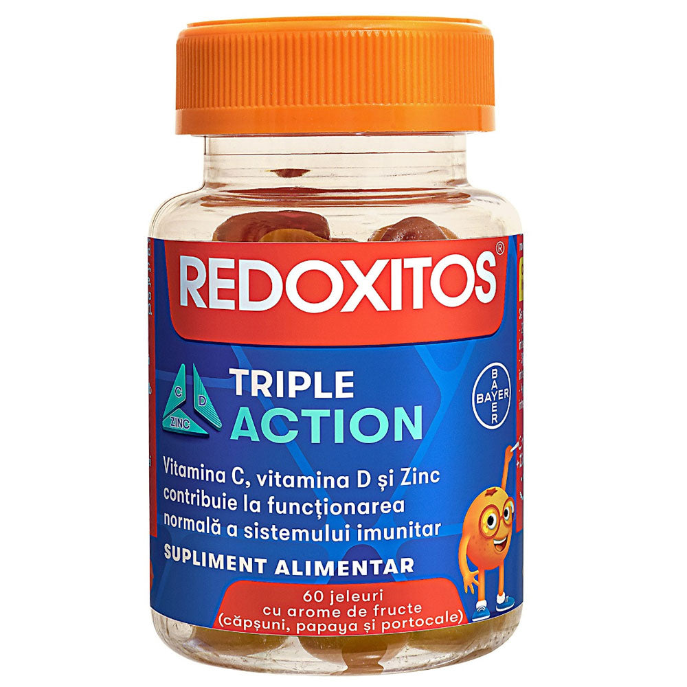 Jeleuri cu Vitamina C Redoxitos Triple Action, 60 Jeleuri, Bayer