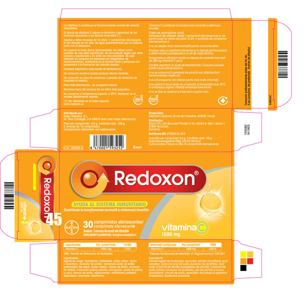 Redoxon Vitamina C 1000g Lamaie, 45 Comprimate Efervescente, Bayer