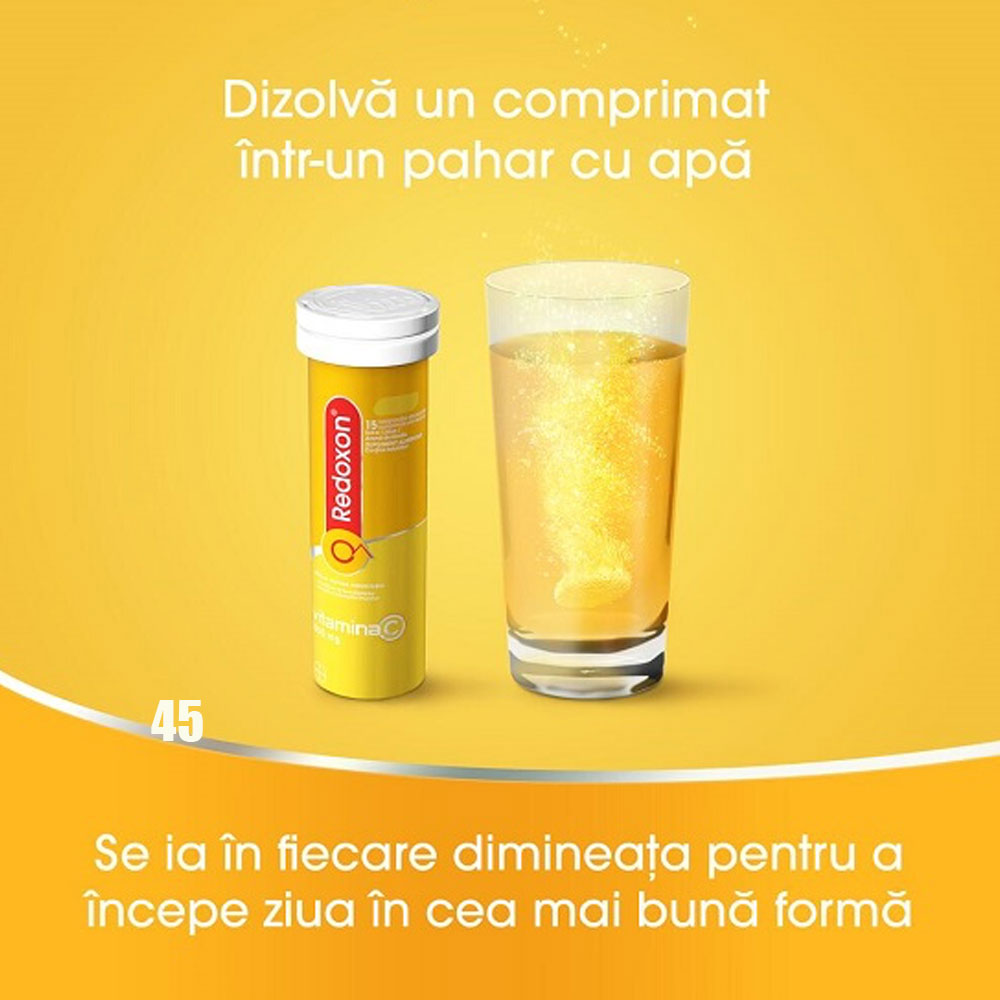 Redoxon Vitamina C 1000g Lamaie, 45 Comprimate Efervescente, Bayer