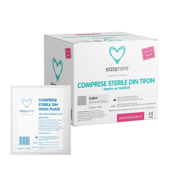 Comprese Sterile 10Cm/10Cm Pliate, 48 Bucati