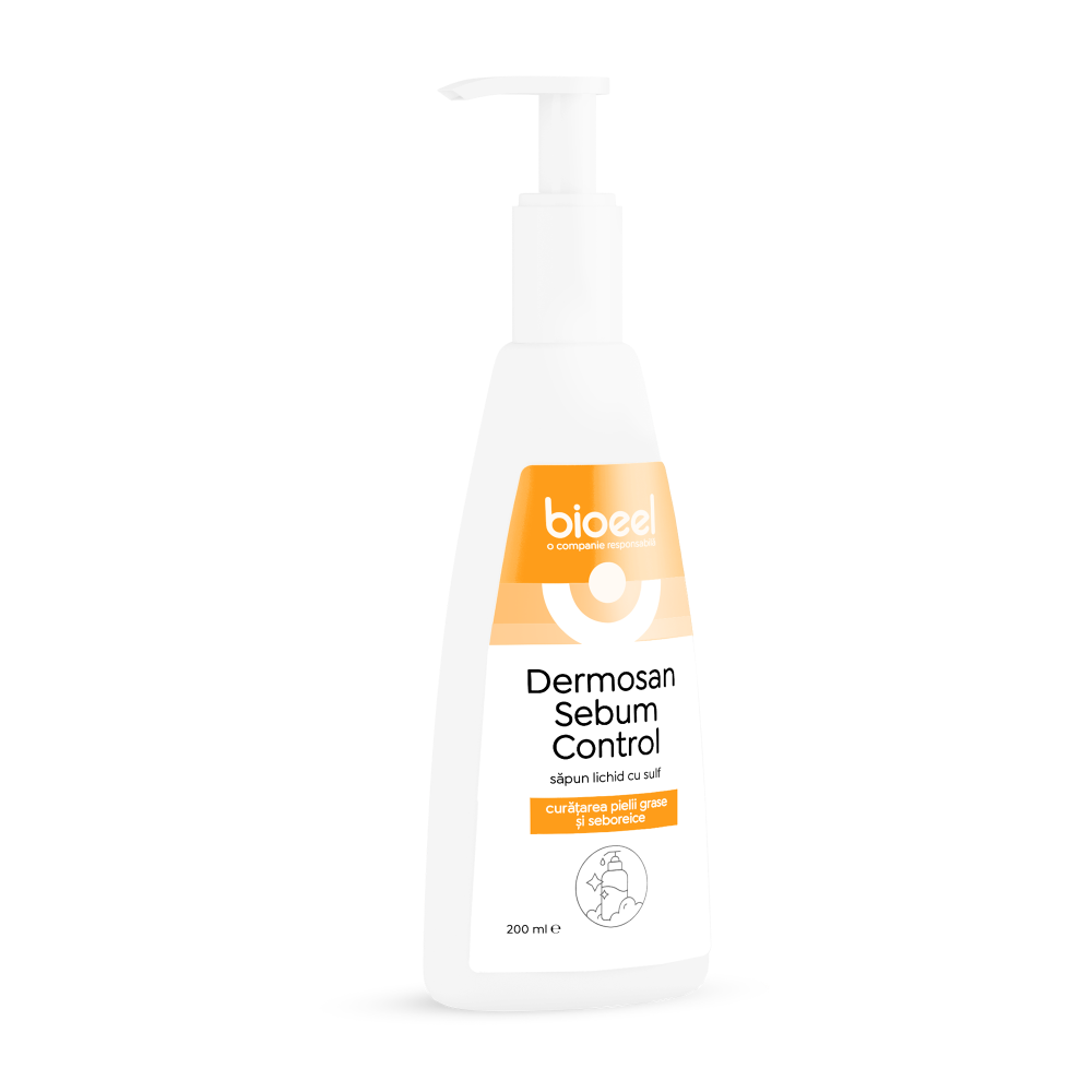 Sapun lichid cu sulf Dermosan Sebum Control, 200ml, Bioeel