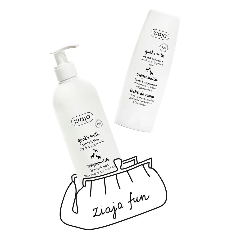 Set Lotiune de corp cu lapte de capra 400ml + Crema de maini cu lapte de capra 80ml, Ziaja