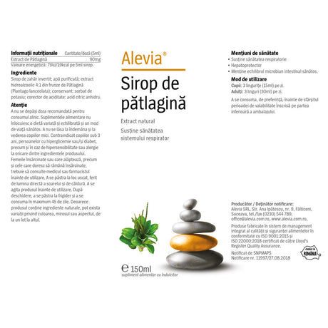 Sirop Patlagina, 150ml, Alevia
